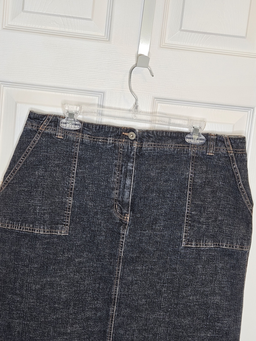 NWOT Reitmans Mini Denim Skirt Plus Size 18 Dark Wash Front Pockets - Picture 3 of 11